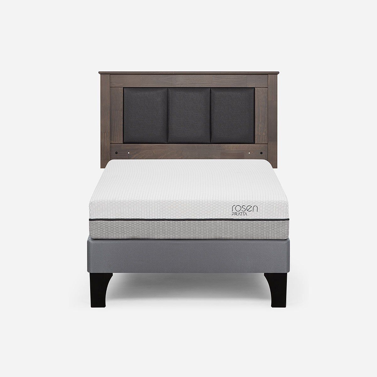 ROSEN - Cama Europea Pratta 1 Plaza Pata Madera + Respaldo Rachel