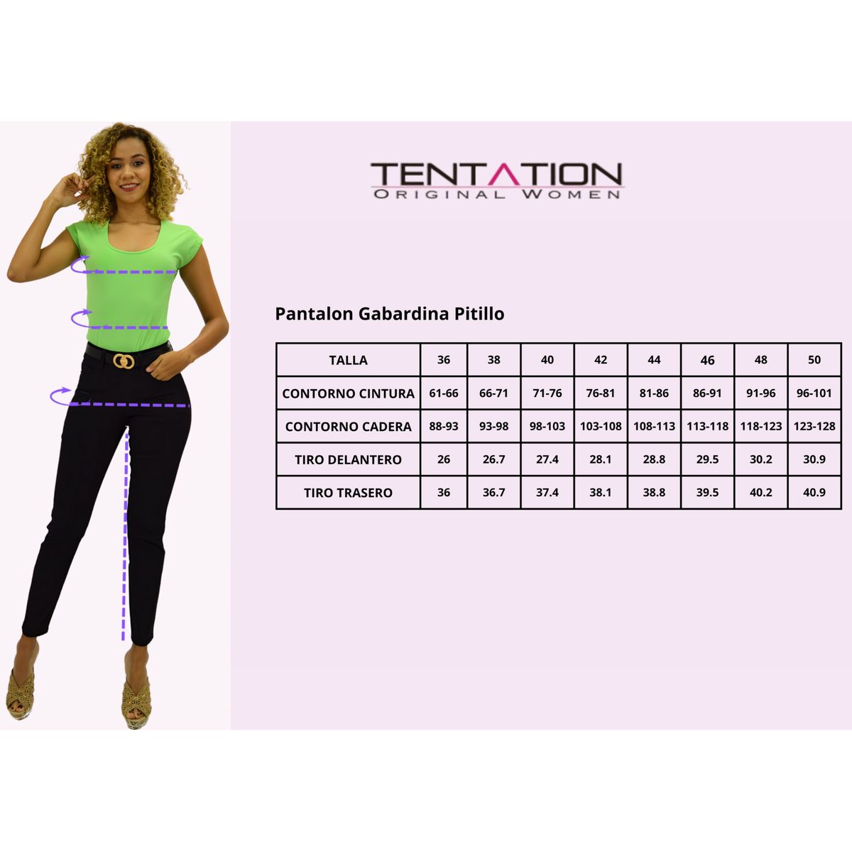 TENTATION - Pantalon Skinny Tiro Alto Push Up Beige Tentation