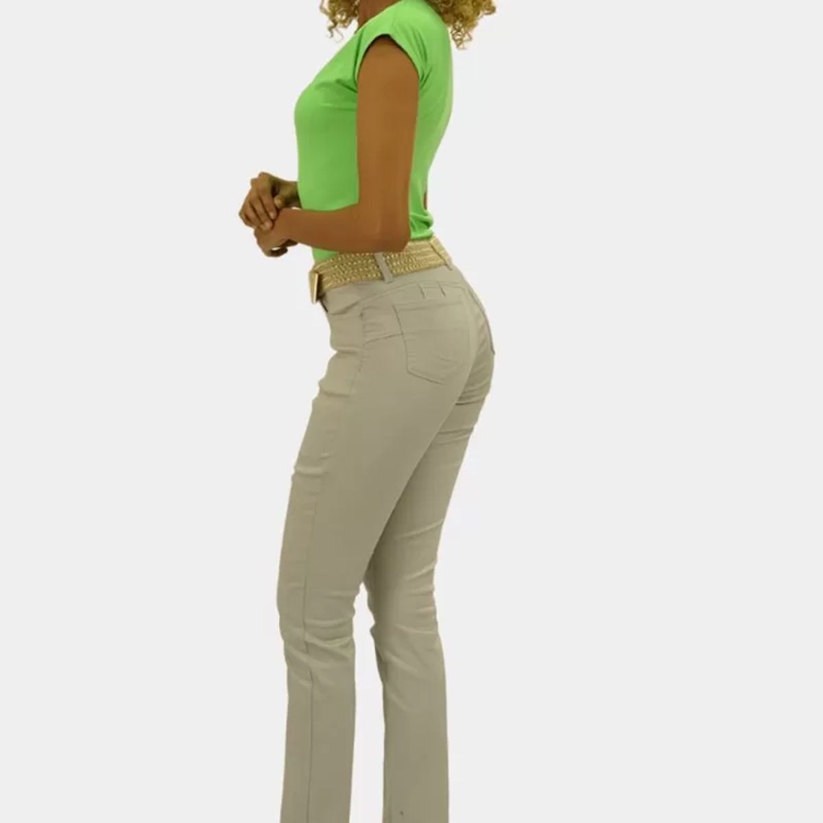 TENTATION - Pantalon Skinny Tiro Alto Push Up Beige Tentation