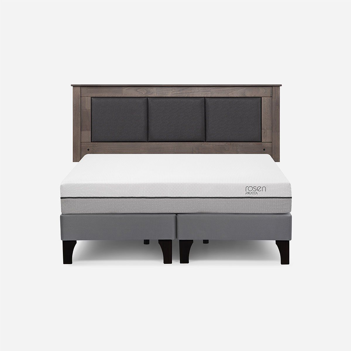 ROSEN - Cama Europea Pratta 2 Plazas BD Pata Madera+ Respaldo Rachel