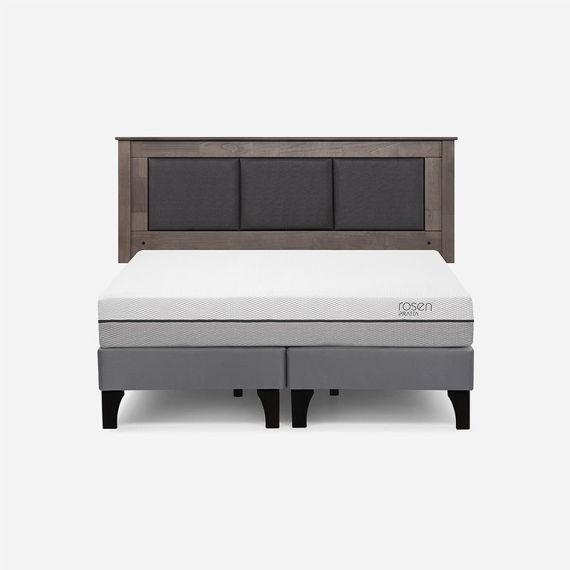 ROSEN - Cama Europea Pratta 2 Plazas BD Pata Madera+ Respaldo Rachel