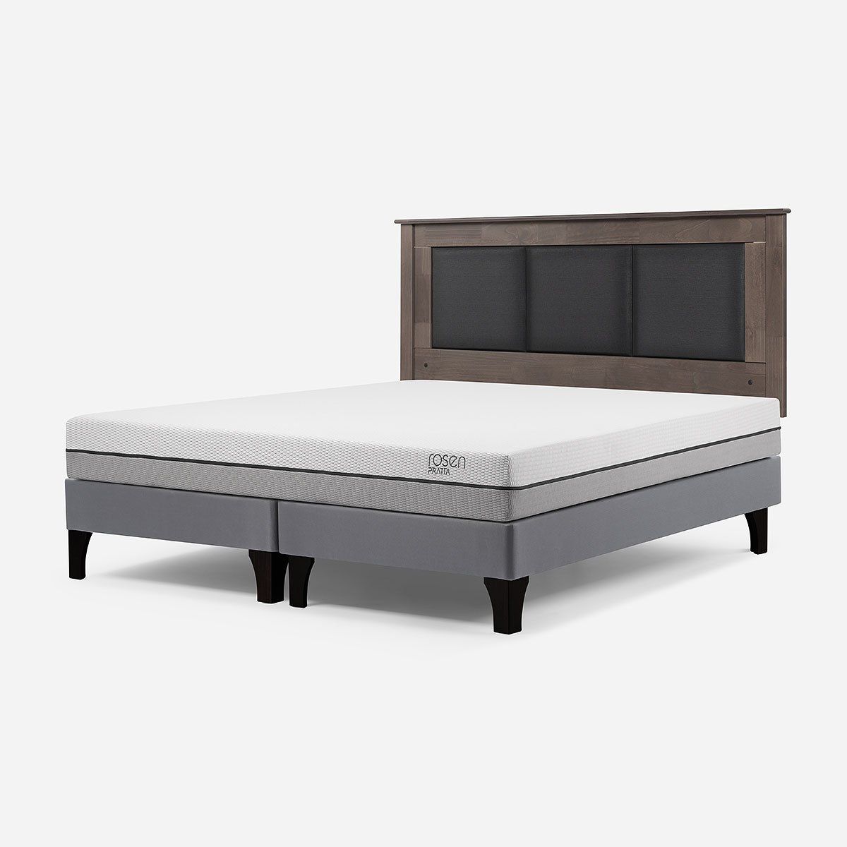 ROSEN - Cama Europea Pratta 2 Plazas BD Pata Madera+ Respaldo Rachel
