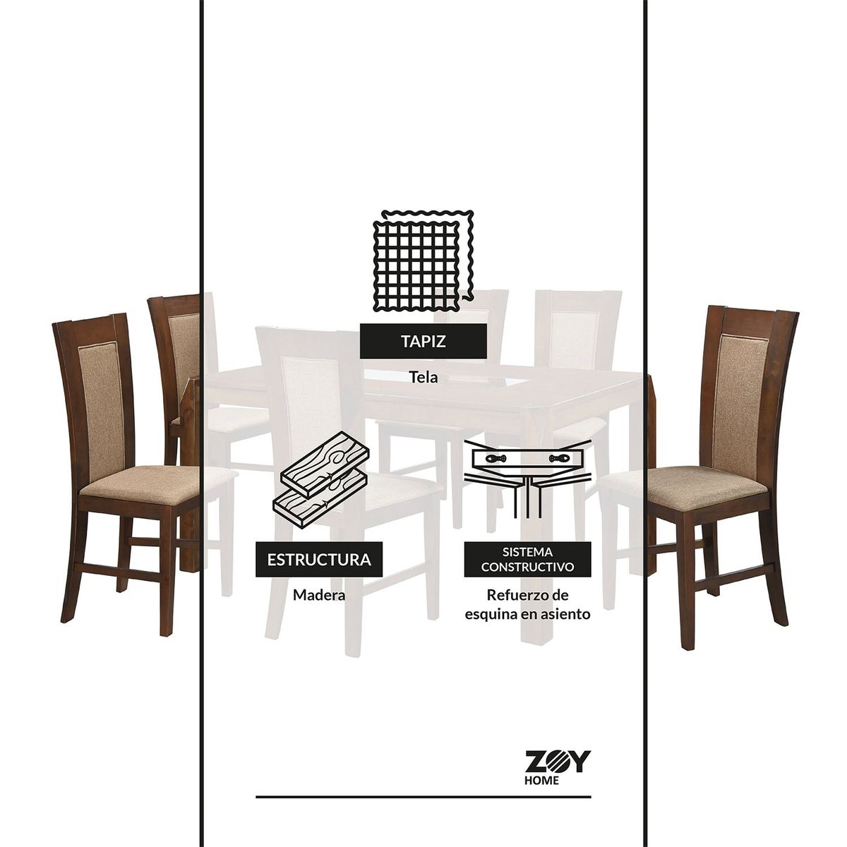 GENERICO - Juego de Comedor Bali 6 Sillas.