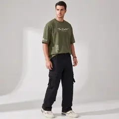 D'JOE - Pantalon Jeans Oversize Cargo Hombre