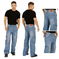 D'JOE - Pantalon Jeans Oversize Cargo Hombre