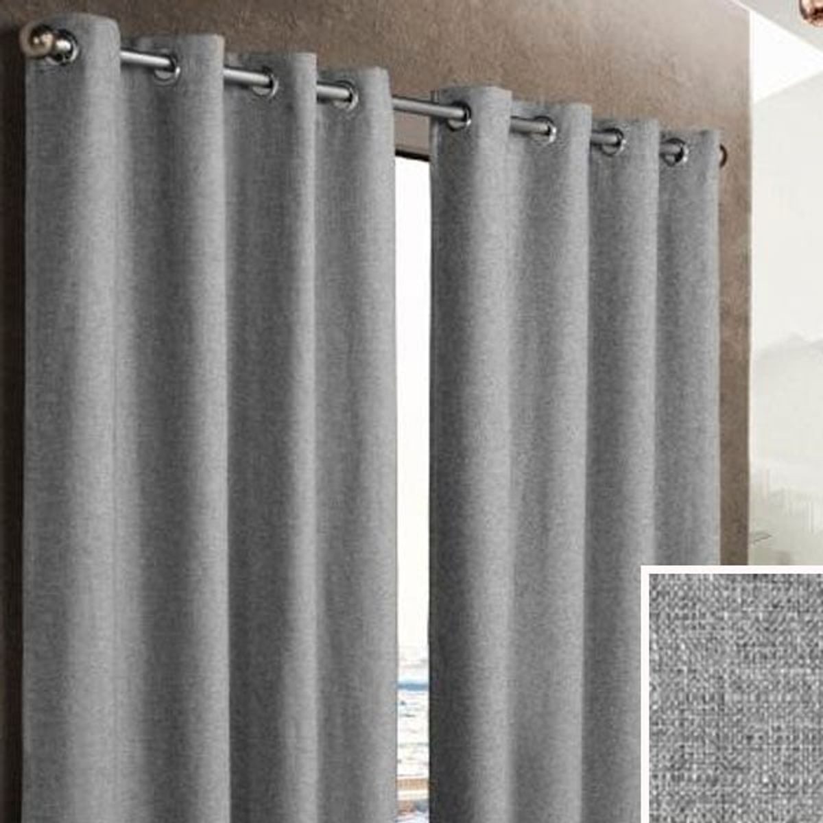 DIANA - cortina gris 100% black out ENGOMADA con argolla  2 paños 140X220 CM