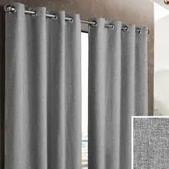 DIANA - Cortina gris 100% black out ENGOMADA con argolla 2 paños 140X220 CM