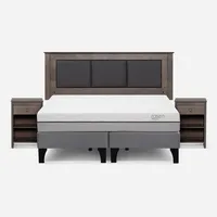 Cama Europea Pratta 2 Plazas BD P. Madera+Respaldo+Veladores