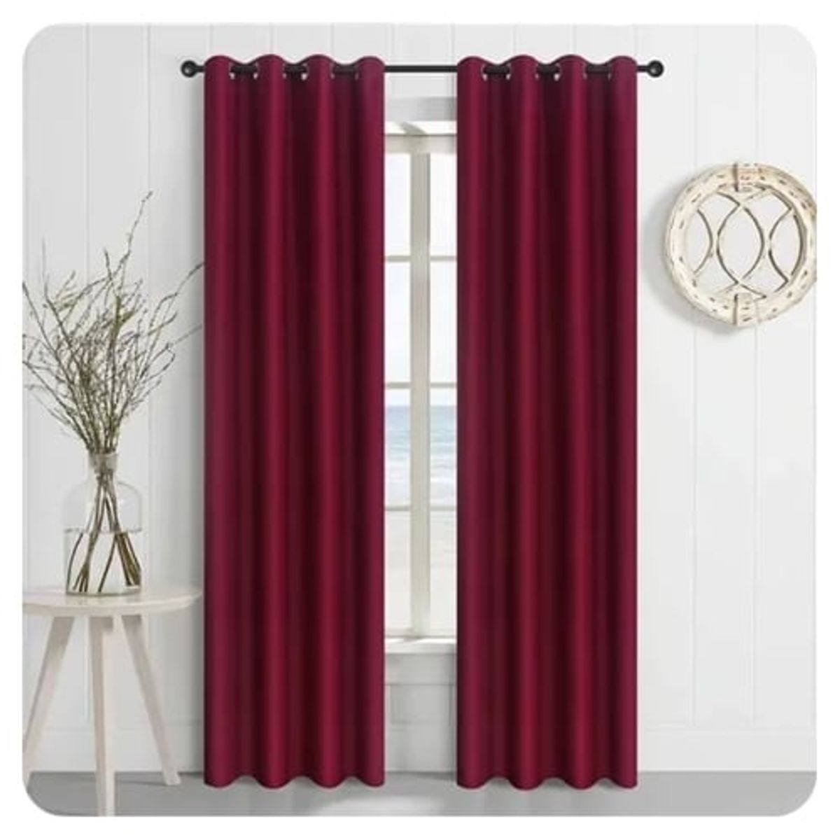 DIANA - cortina burdeo 100% black out ENGOMADA con argolla  2 paños 140X220 CM