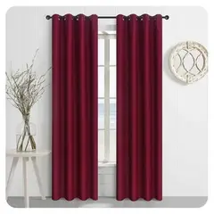 DIANA - Cortina burdeo 100% black out ENGOMADA con argolla 2 paños 140X220 CM