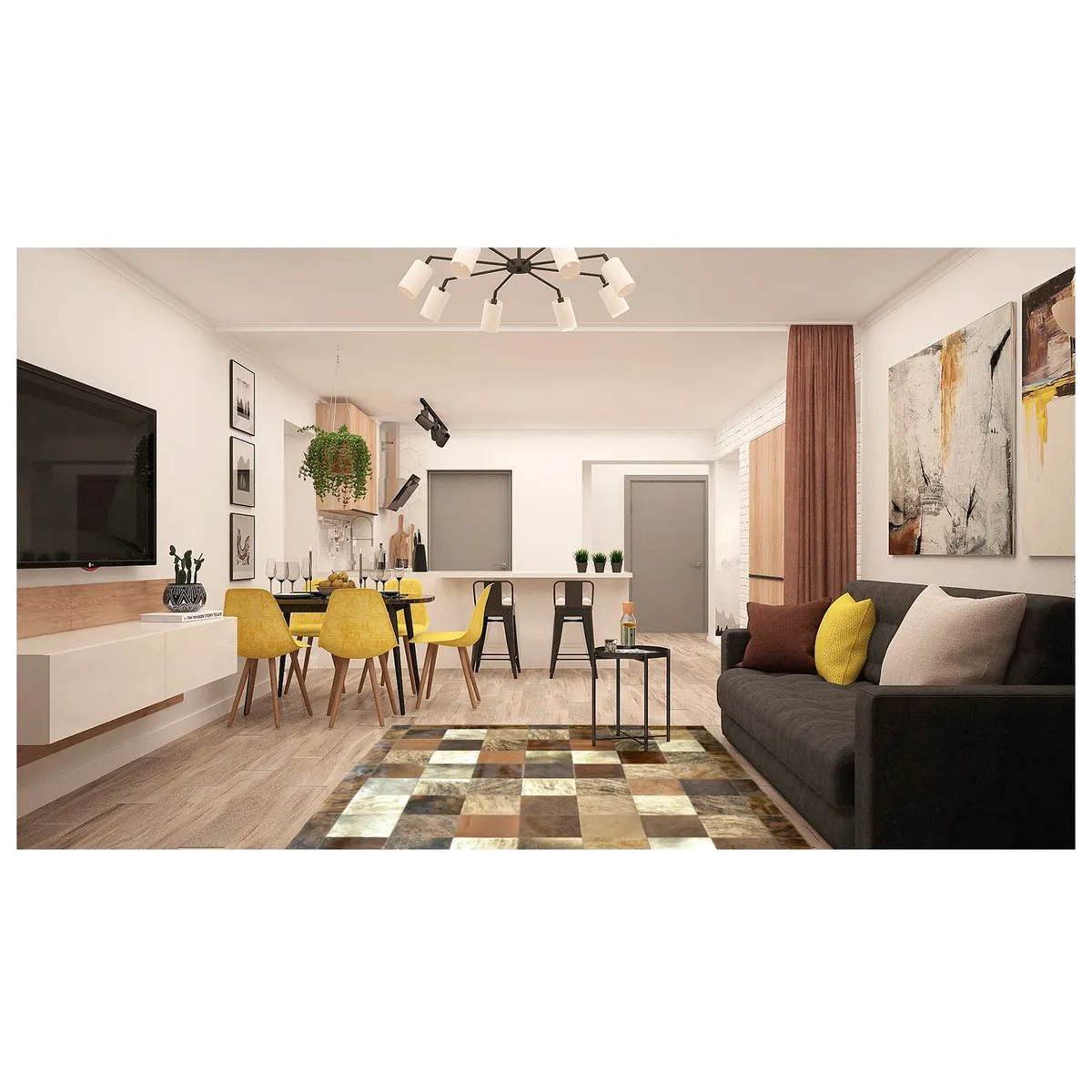 MOO HOGAR - Alfombra Cuero Natural 160 X 220Cm Diseño 20X20cm