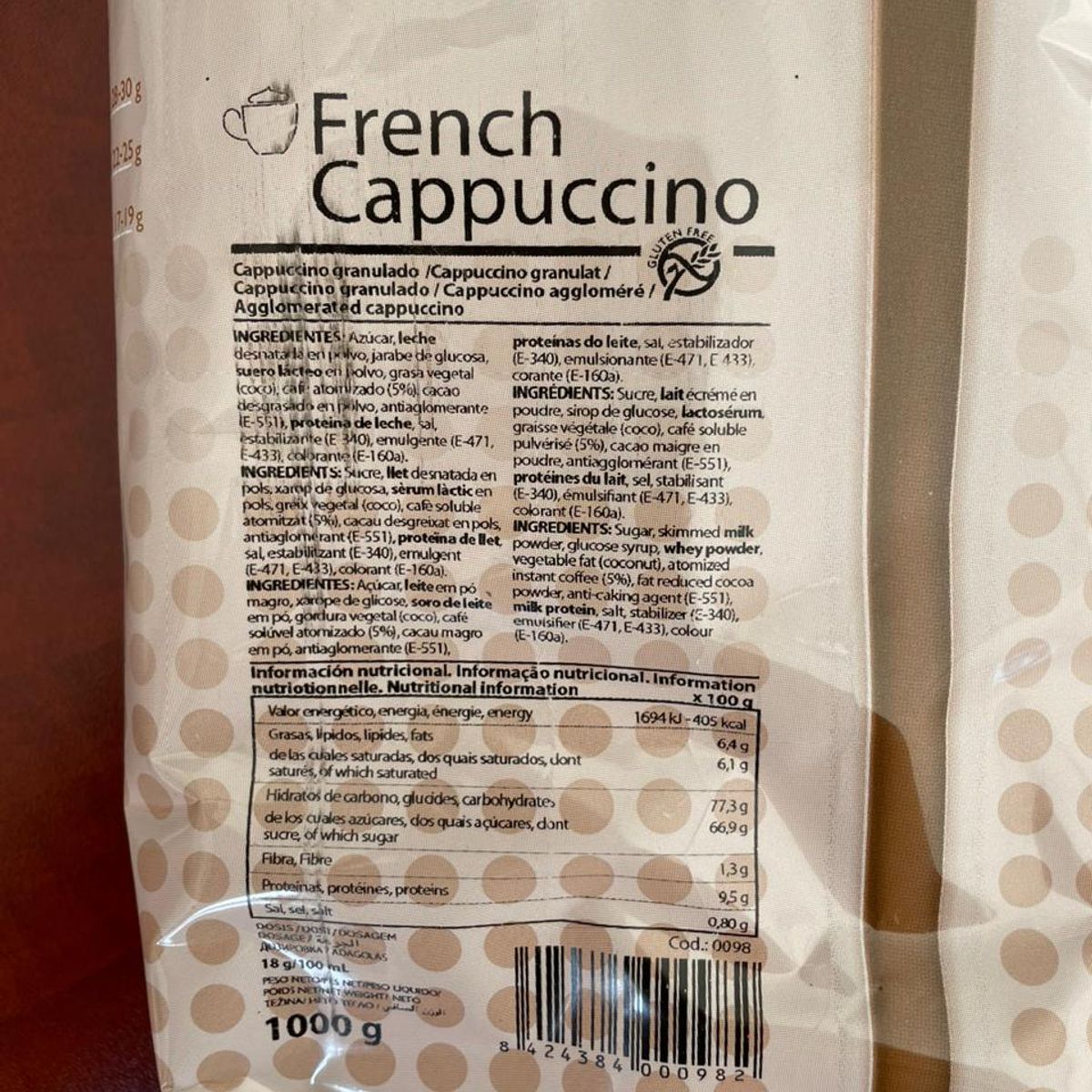 GENERICO - Cappuccino Frensh Vending de 1 KG Simat.
