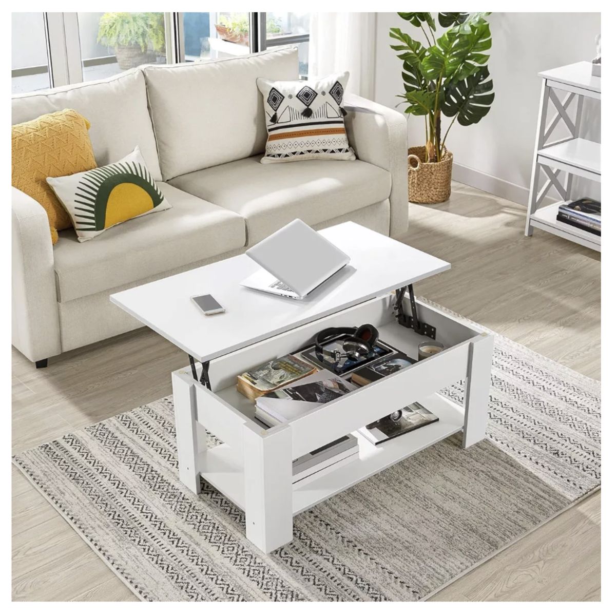 HOMER DESIGN - Mesa De Centro Calidad Con Cajon Living 98x50x42cm Elevable