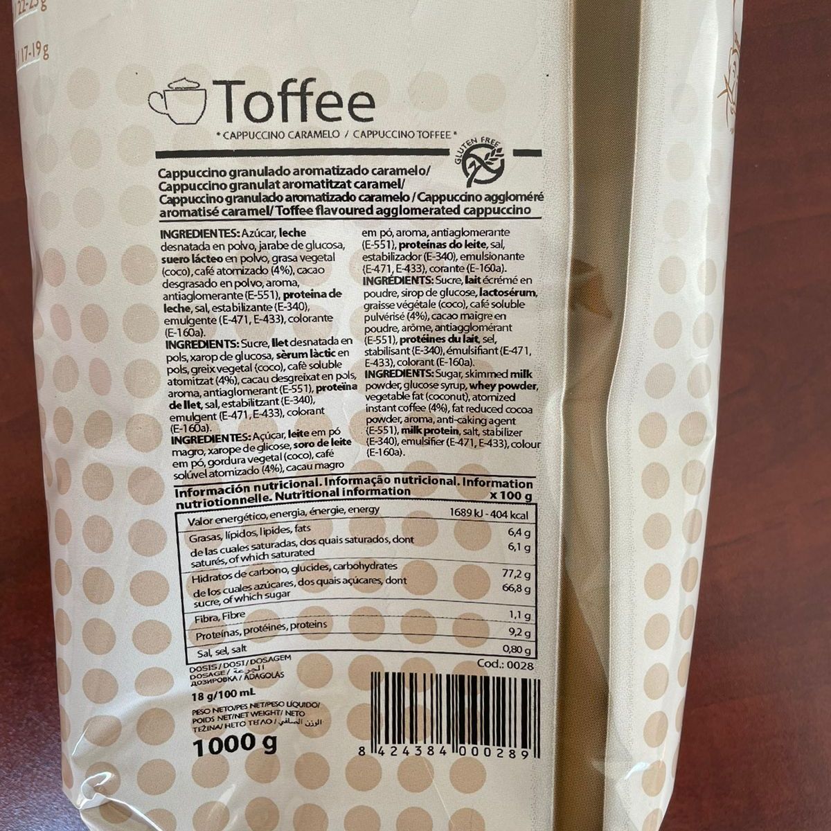 GENERICO - Cappuccino Toffee Vending de 1 KG Simat