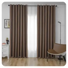 DIANA - Cortina cafe 100% black out ENGOMADA con argolla 2 paños 140X220 CM