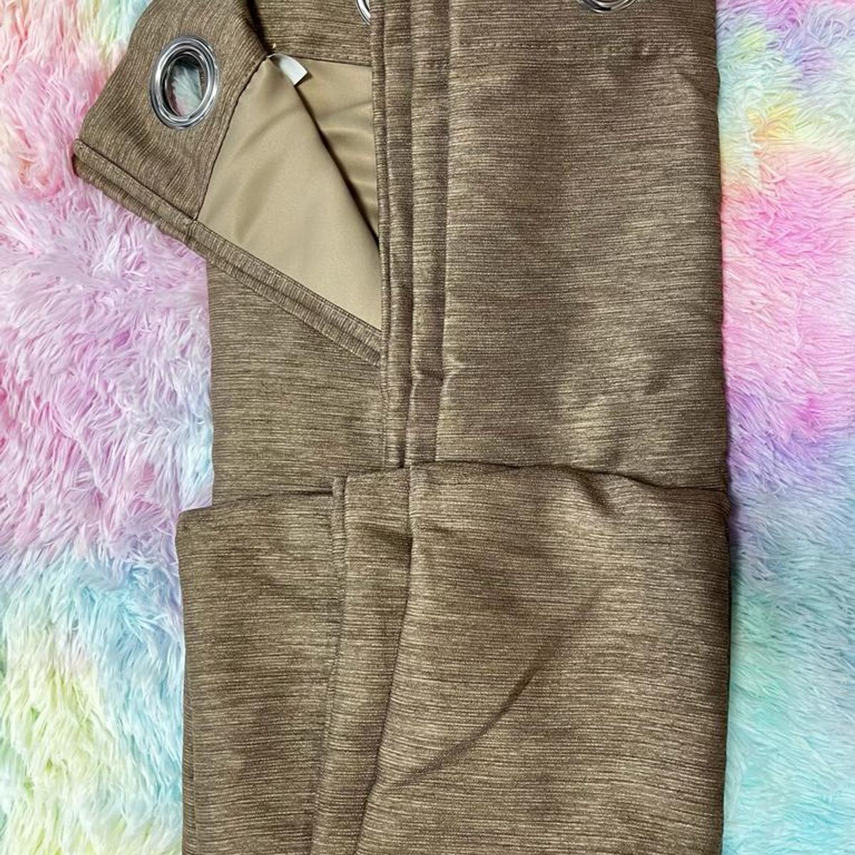 DIANA - cortina cafe 100% black out ENGOMADA con argolla  2 paños 140X220 CM