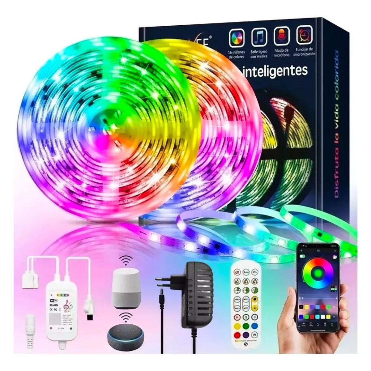 MUNDO MAGIA - Cinta Luces Tira Rgb Led 20 Metros Wifi Alexa App Control