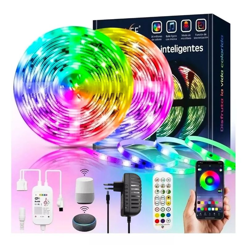 MUNDO MAGIA - Cinta Luces Tira Rgb Led 20 Metros Wifi Alexa App Control