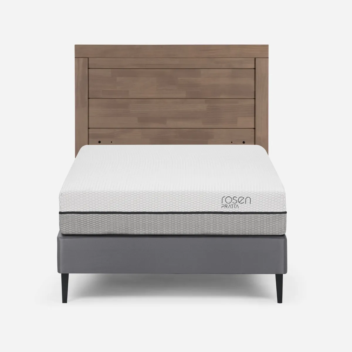 ROSEN - Cama Europea Pratta 1,5 Plazas Pata Acero + Respaldo Sicilia