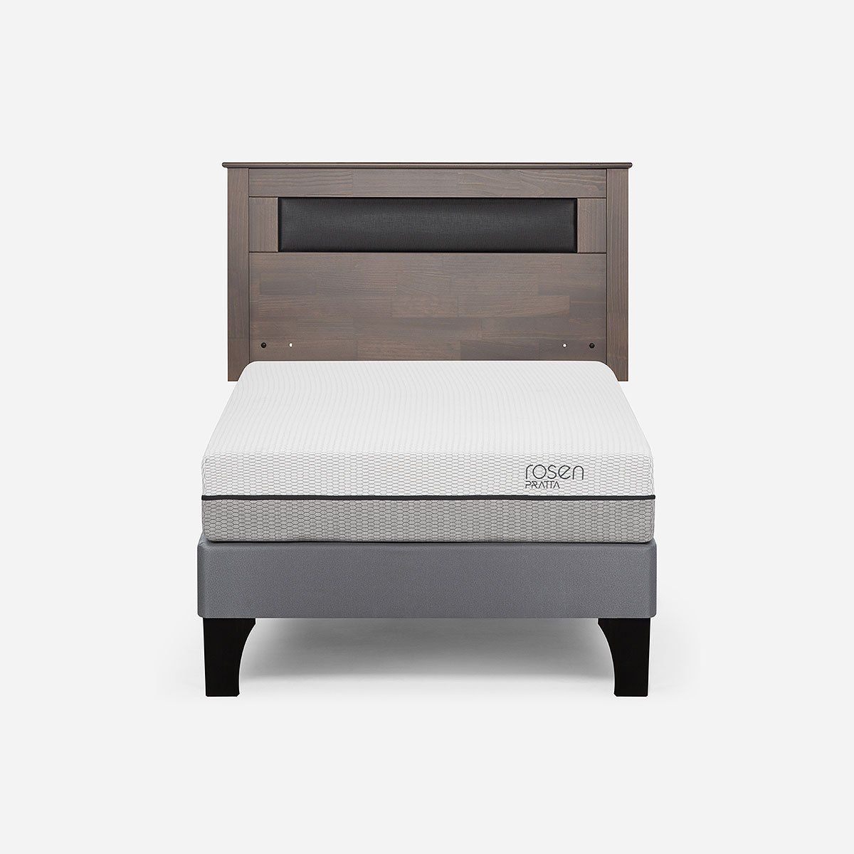 ROSEN - Cama Europea Pratta 1 Plaza Pata Madera + Respaldo Ferrara