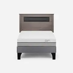 ROSEN - Cama Europea Pratta 1,5 Plazas Pata Madera+ Respaldo Ferrara