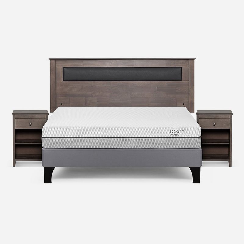 ROSEN - Cama Europea Pratta 2 Plazas BN Pata Madera+ Muebles Ferrara