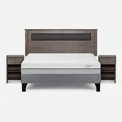 ROSEN - Cama Europea Pratta 2 Plazas BN Pata Madera+ Muebles Ferrara