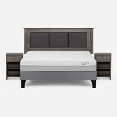 ROSEN - Cama Europea Pratta 2 Plazas BN P. Madera+Respaldo+Veladores