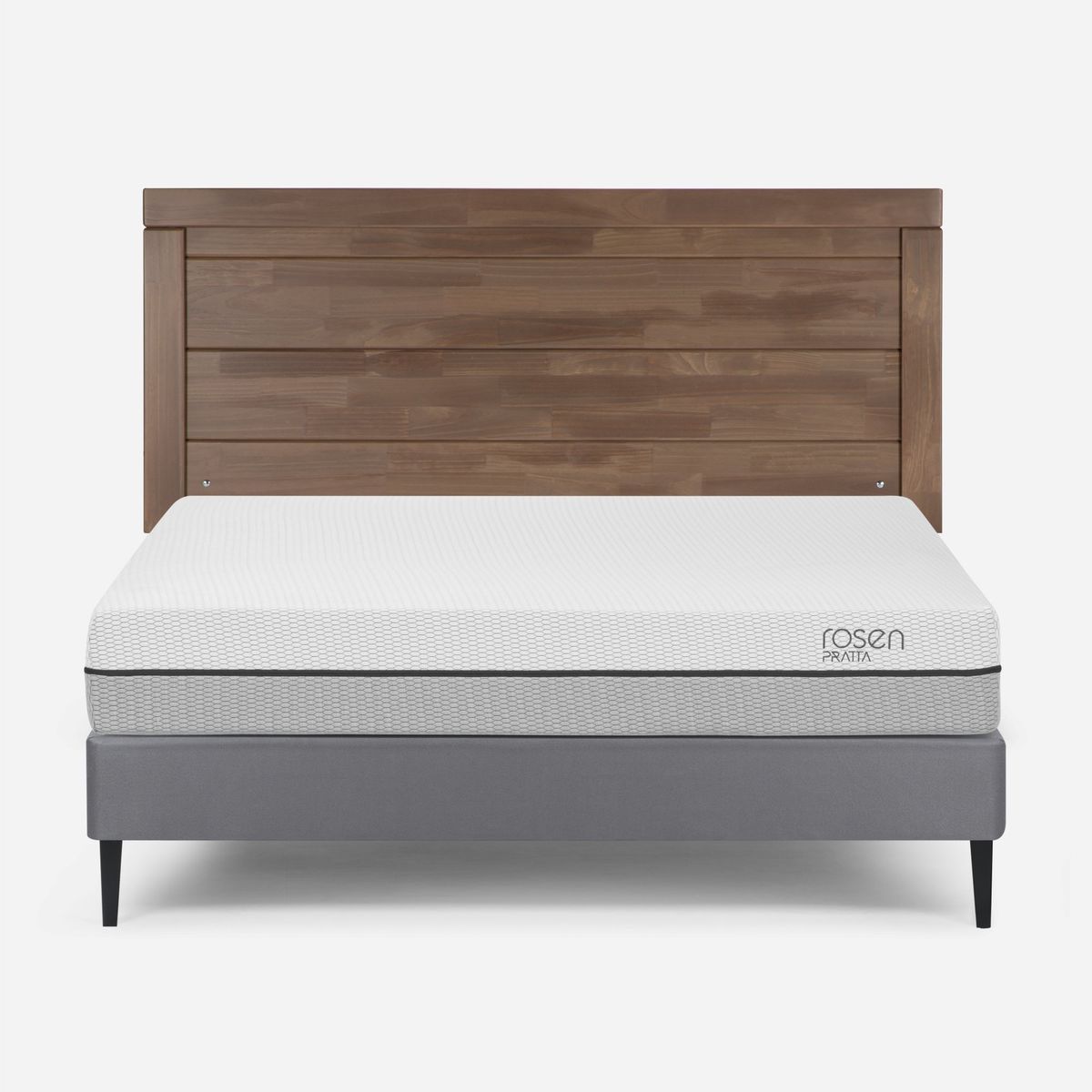 ROSEN - Cama Europea Pratta 2 Plazas BN Pata Acero+ Respaldo Sicilia