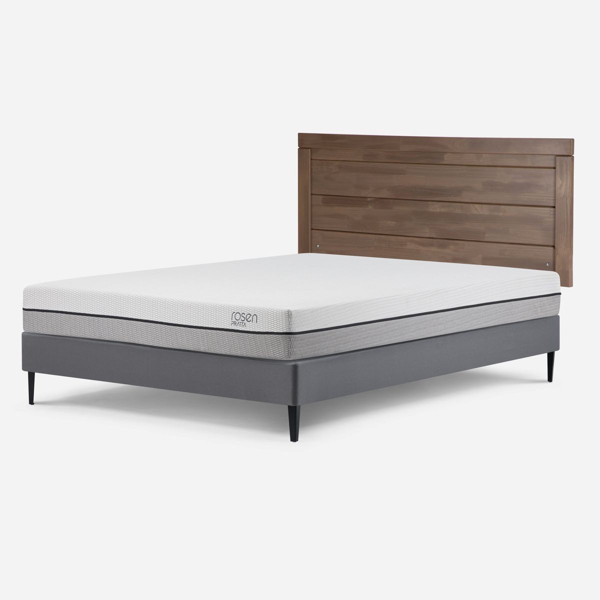 ROSEN - Cama Europea Pratta 2 Plazas BN Pata Acero+ Respaldo Sicilia