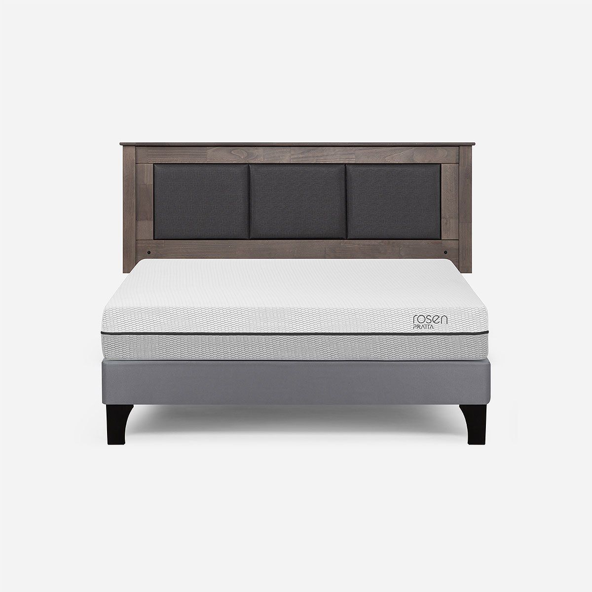 ROSEN - Cama Europea Pratta 2 Plazas BN Pata Madera+ Respaldo Rachel