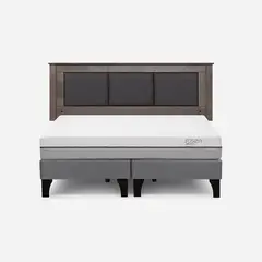 ROSEN - Cama Europea Pratta King BD Pata Madera + Respaldo Rachel