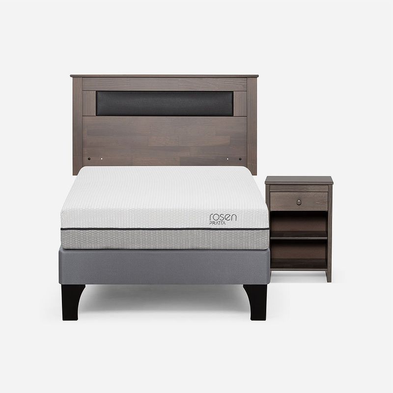 ROSEN - Cama Europea Pratta 1,5 Plazas P. Madera+Muebles Ferrara Gra
