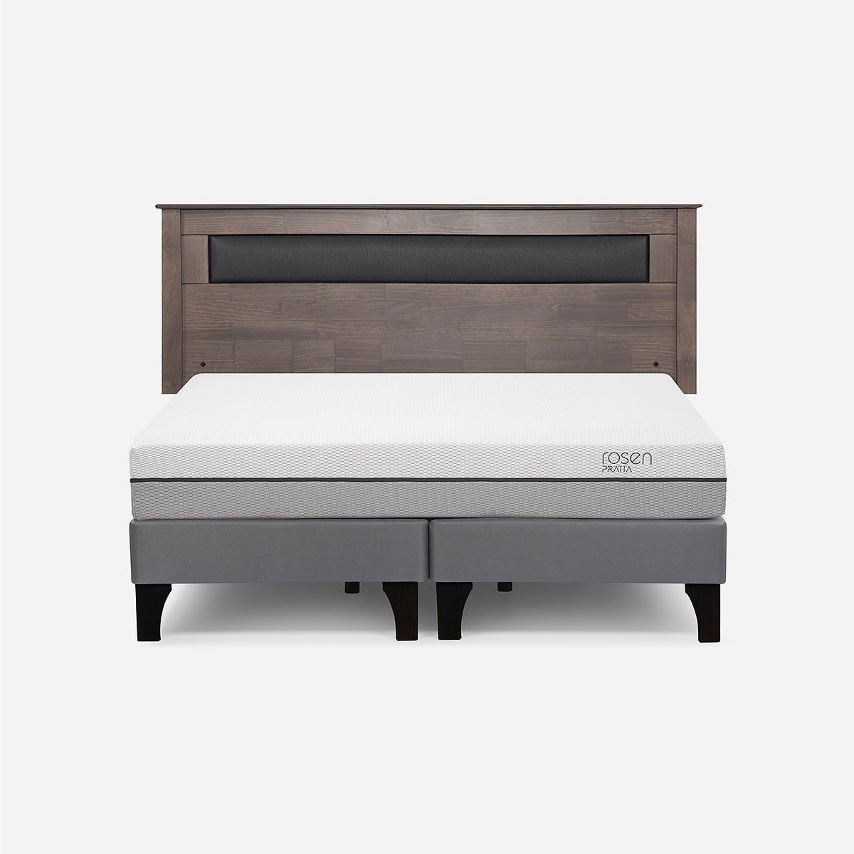 ROSEN - Cama Europea Pratta King BD Pata Madera+ Respaldo Ferrara
