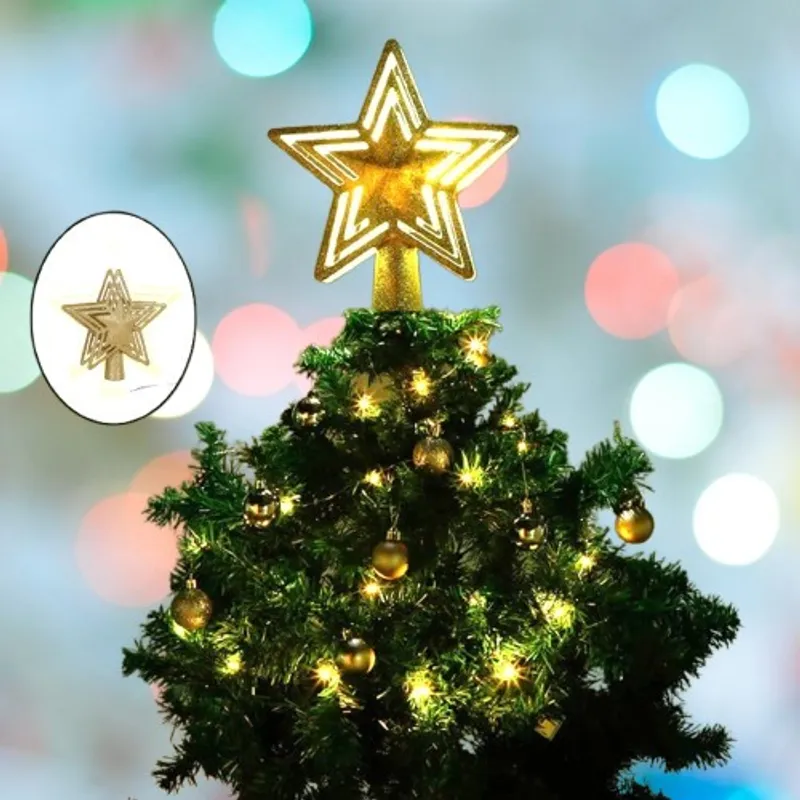 GENERICO - ESTRELLA PARA ÁRBOL NAVIDAD CON LUCES LED GIRATORIAS 3D INTEGRADA DOR2