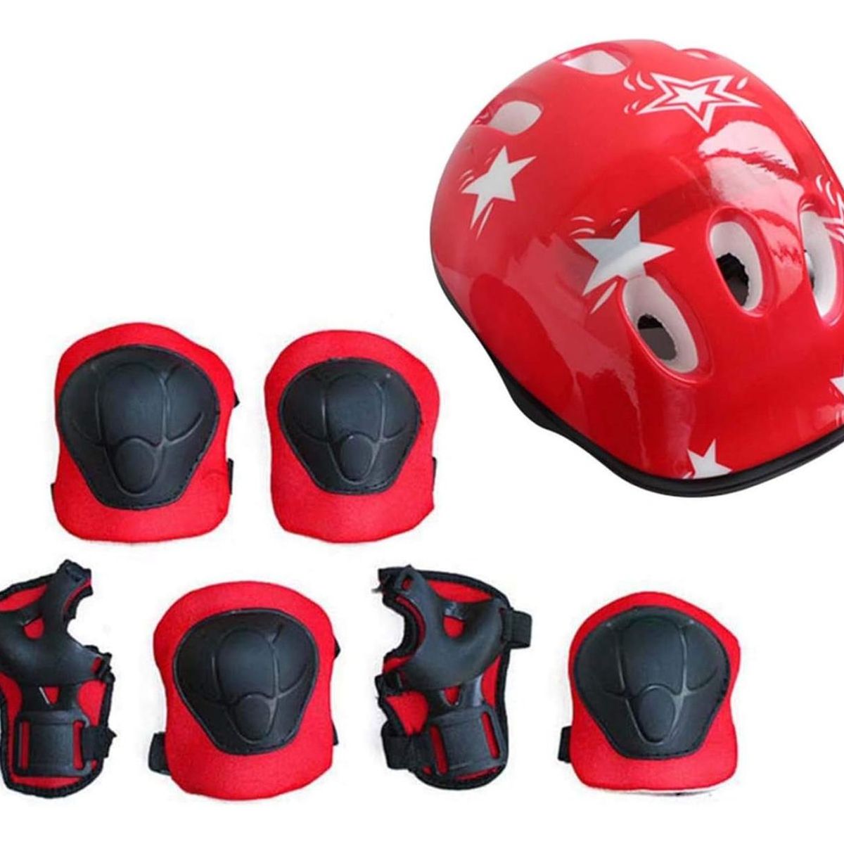 IMPORTCLICK - Casco Bicicleta Rodilleras Infantil Niños Anticaída Rojo