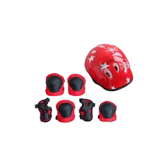 IMPORTCLICK - Casco Bicicleta Rodilleras Infantil Niños Anticaída Rojo