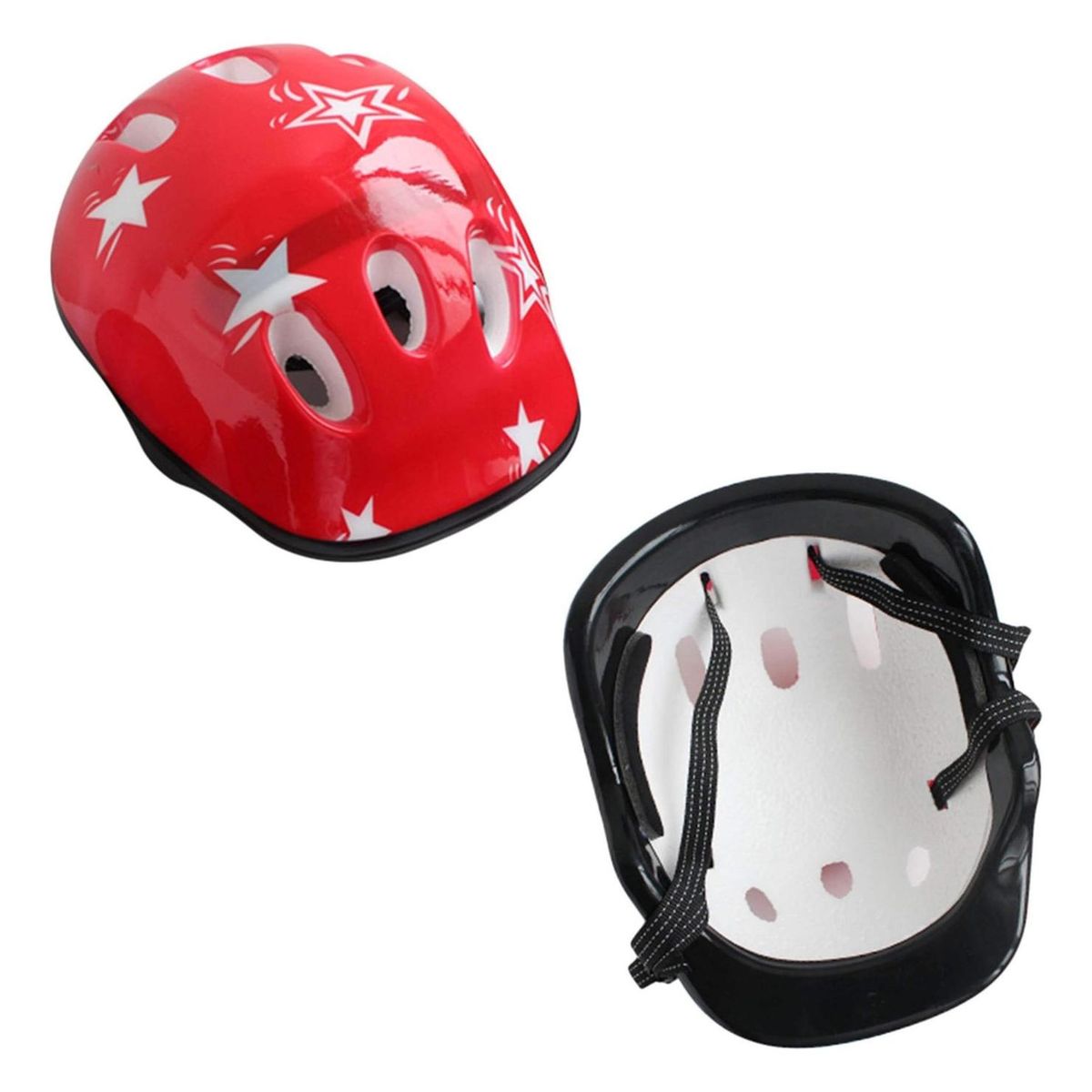 IMPORTCLICK - Casco Bicicleta Rodilleras Infantil Niños Anticaída Rojo