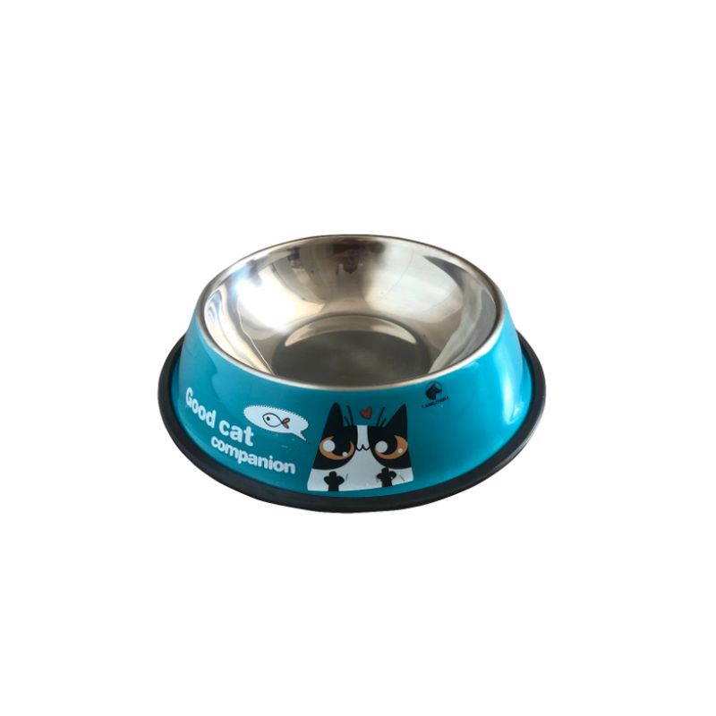 GENERICO - Plato acero inoxidable para mascota color azul