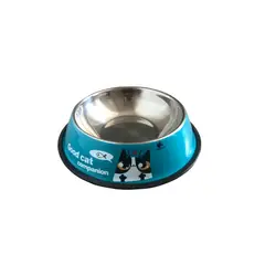 GENERICO - Plato acero inoxidable para mascota color azul