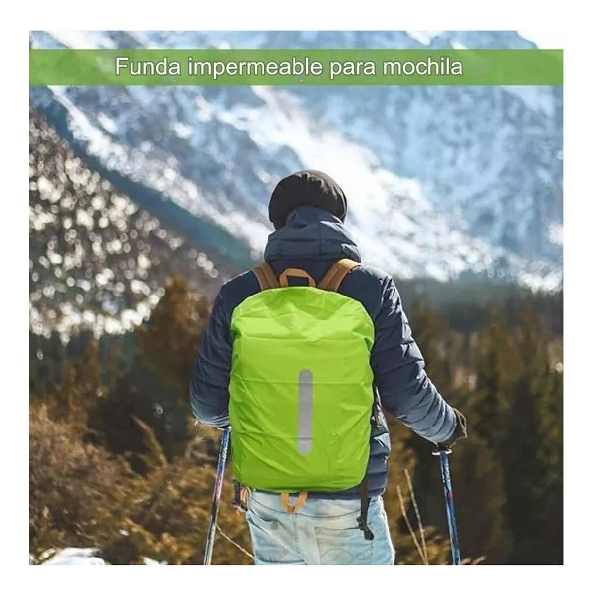 GENERICO - Funda Cubre Mochila Impermeable Reflectante 45-55 Litros