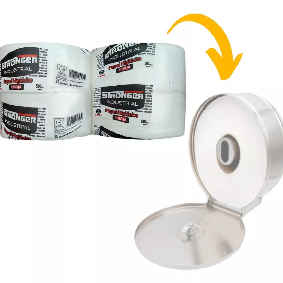 GENERICO - Papel higienico industrial hoja simple suave 4 rollos x 500 metros