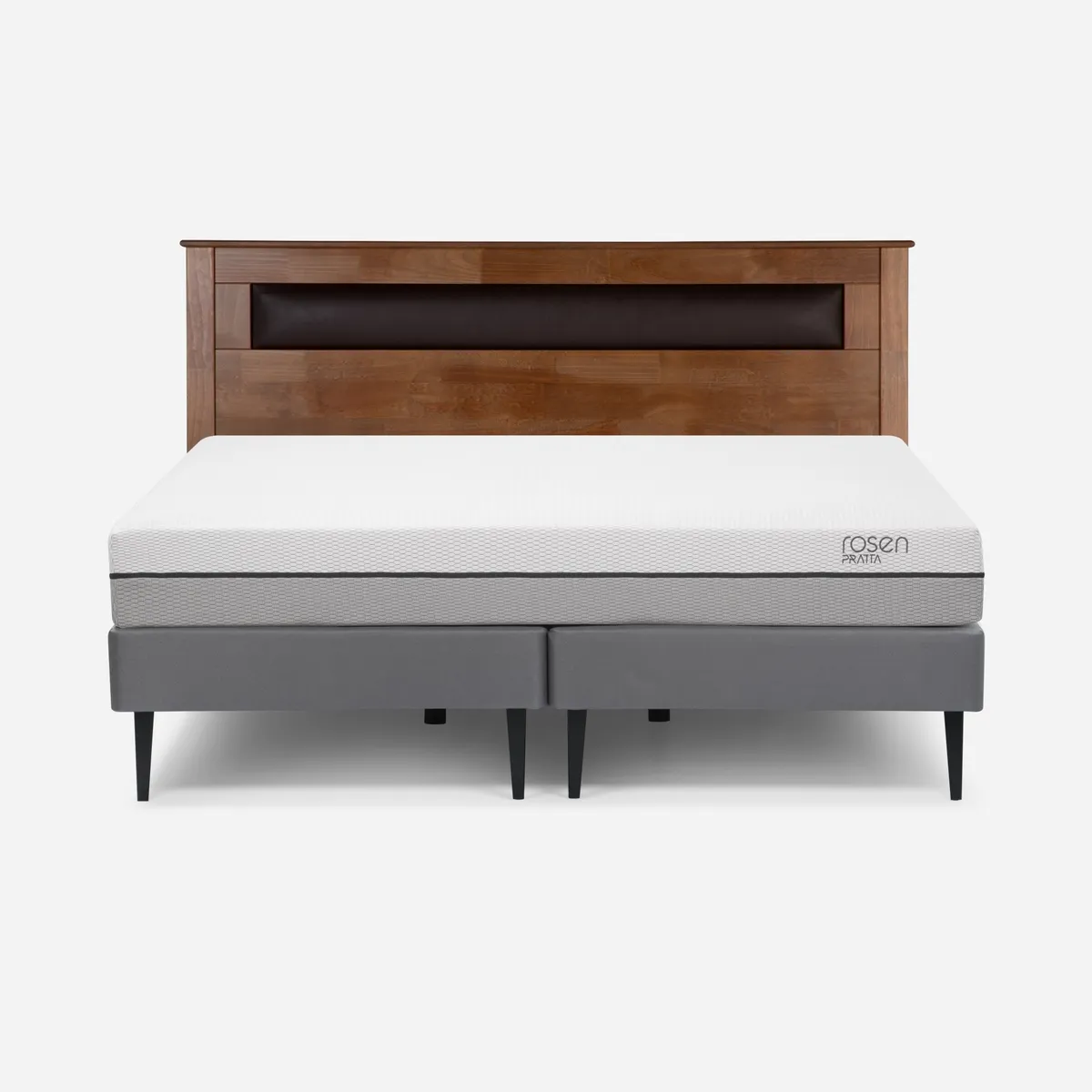 ROSEN - Cama Europea Pratta King Pata Acero + Respaldo Ferrara