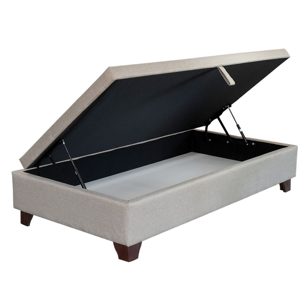 BLOCCARE - Base Cama Baul 1.5 plazas largo 200 - Color Beige Con patas 11 cm