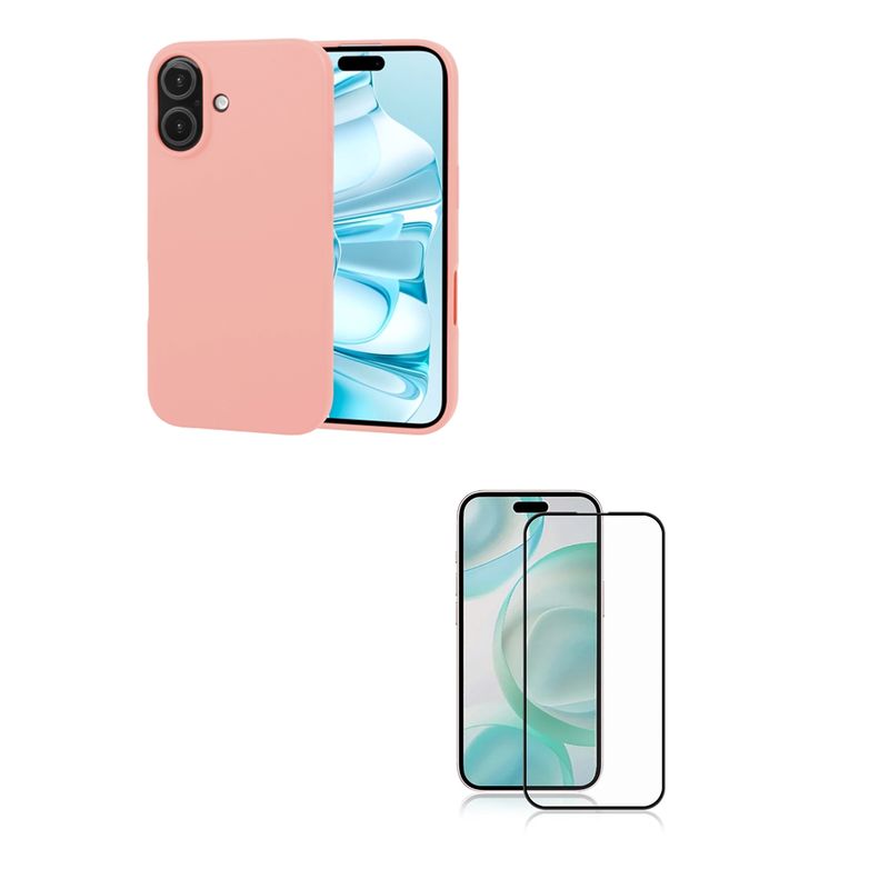 JOIGO - Carcasa Lamina Vidrio Para iPhone 16 Azul Rosado