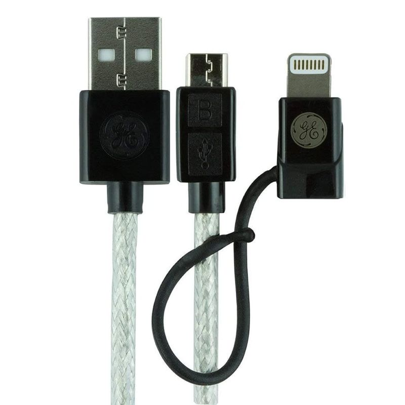 GENERAL ELECTRIC - Cable 2 en 1 Micro USB + Conector Lightning 180 Mts GENERAL ELECTRIC