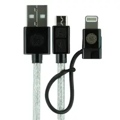GENERAL ELECTRIC - Cable 2 en 1 Micro USB + Conector Lightning 180 Mts