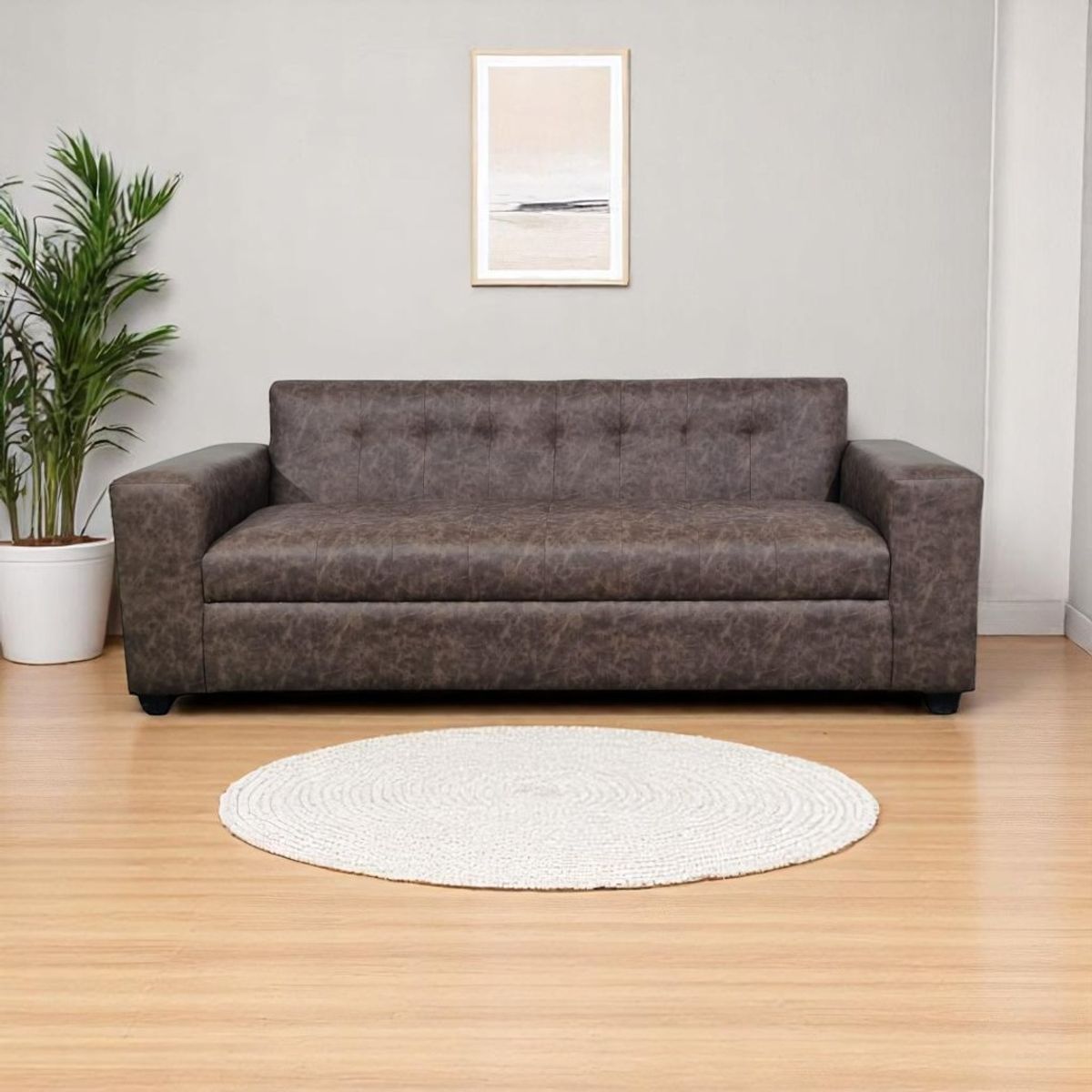 DISEÑOS VALESTRINI - SOFA DOS CUERPOS ECOCUERO BITONO