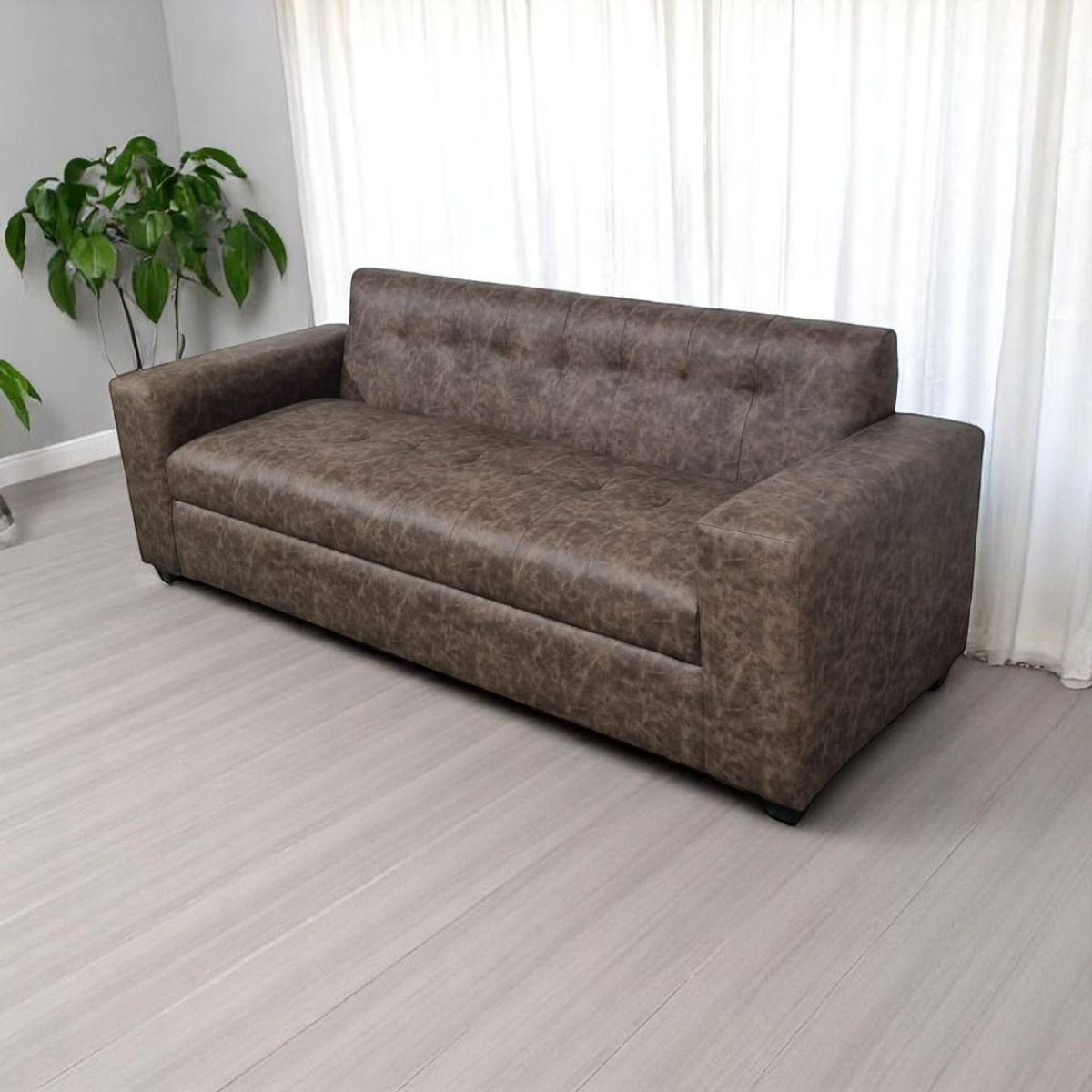 DISEÑOS VALESTRINI - SOFA TRES CUERPOS ECOCUERO BITONO