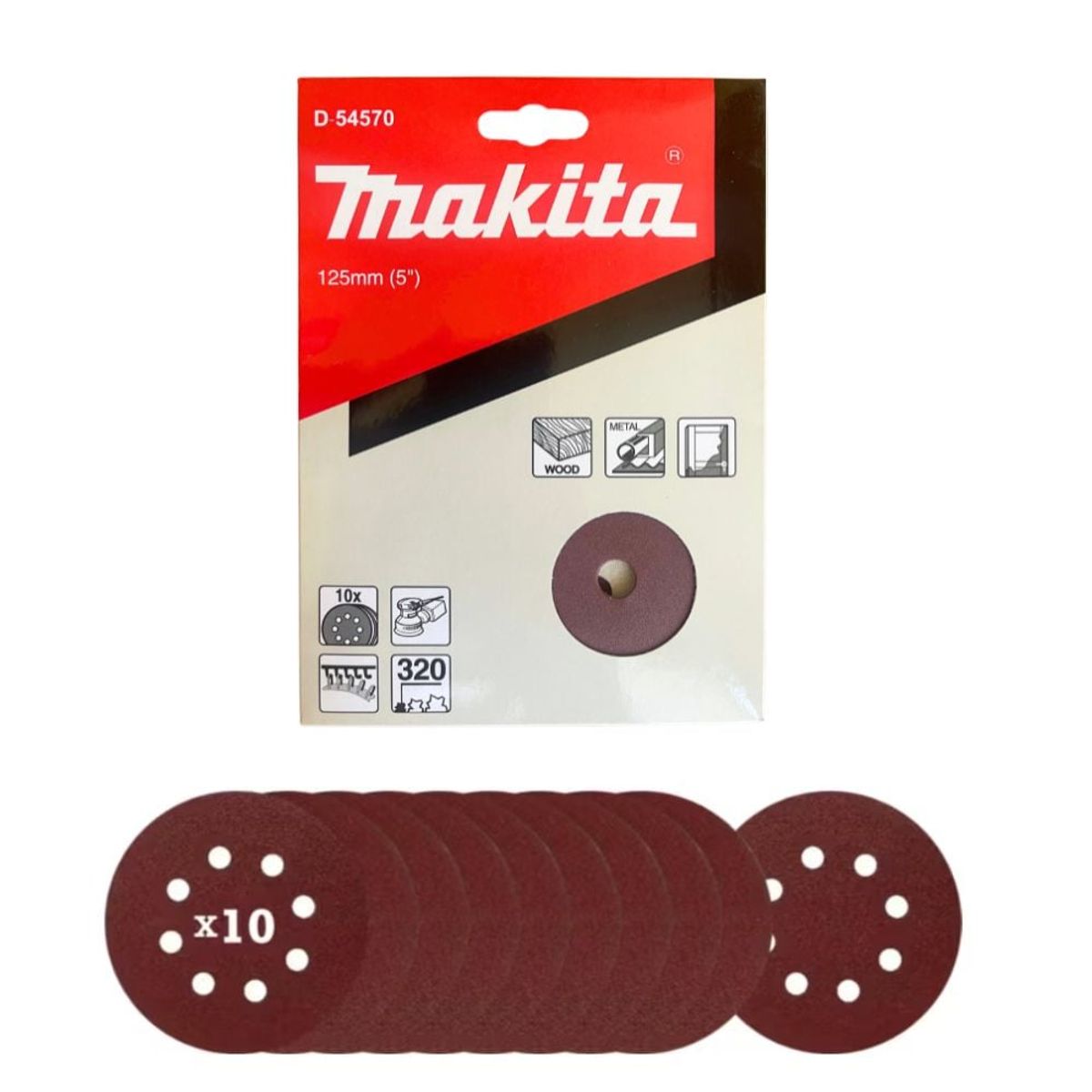 MAKITA - Discos Lija Con Velcro 125mm G320 10 Pzs Makita D-54570
